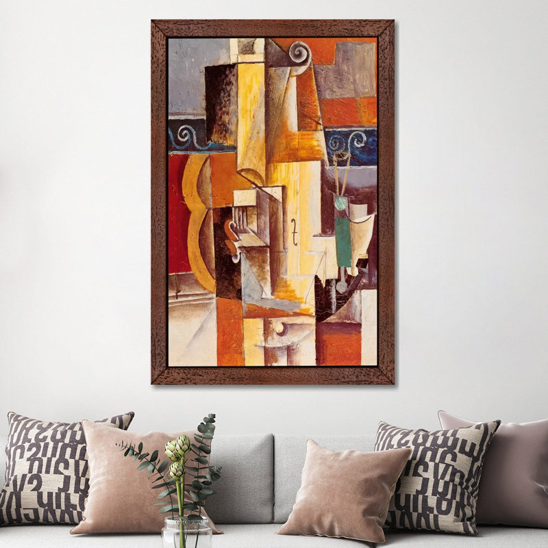Violin And Guitar by Pablo Picasso - Wrapped Canvas Gallery-Wrapped Canvas Giclée, 152.5 cm H x 101.5 cm W, Brown Framed