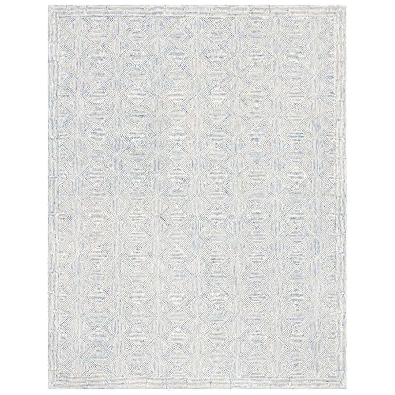 Tapis géométrique en laine et coton touffeté à la main Cave Spring, Rectangle 9 pi x 12 pi