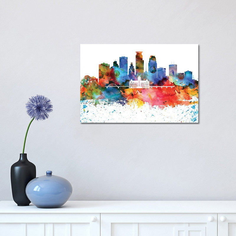 Minneapolis Skyline 1 Piece Wrapped Canvas Painting, 30.48 cm H x 45.72 cm W