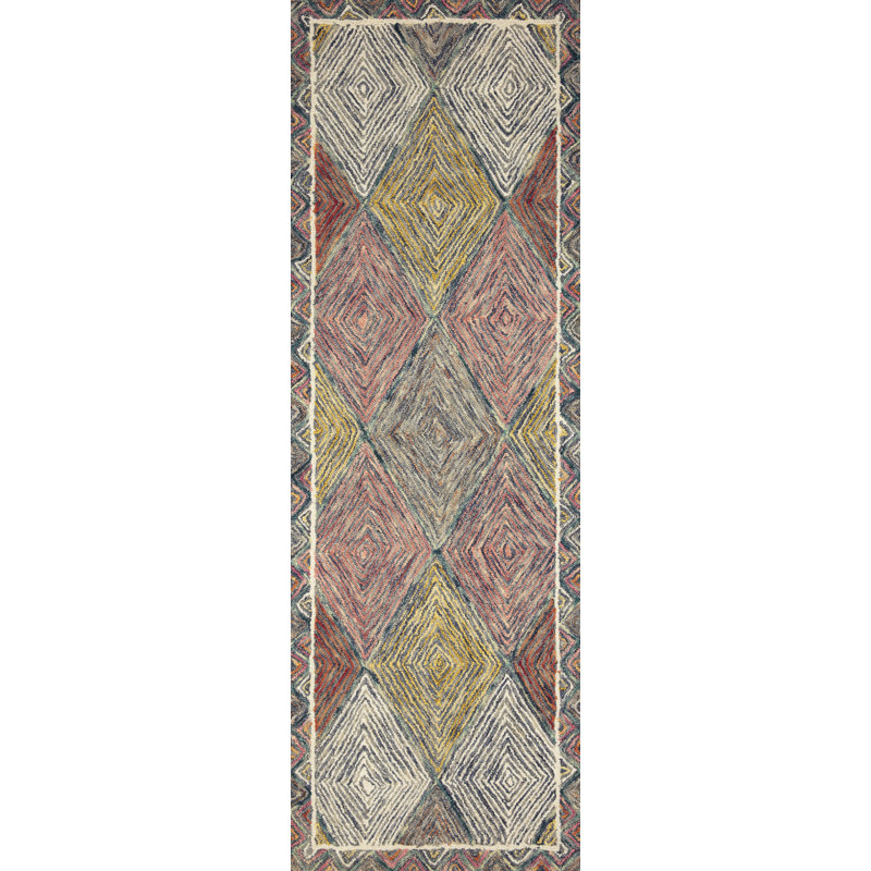 Tapis rose en laine crocheté à la main Morecambe, Rectangle 2 pi 6 po x 7 pi 6 po