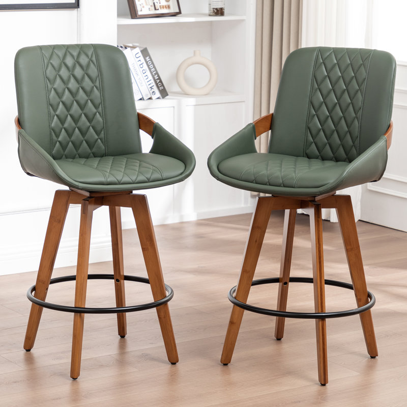 Modern Swivel Bar Stool, Green, Bar Stool (77.1cm Seat Height)
