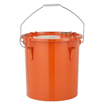 6-Gallon Fryer Grease Bucket with Top Pour Opening, High-Temperature Resistant Oil Storage Caddy with Sealing Ring, Nylon Filter Bag, Dual Handles, Locking Clips for Used Cooking Oil, Orange