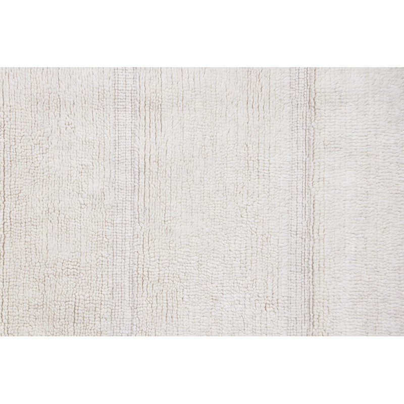 Handmade Off-White Wool Tufted Area Rug with Fringe
