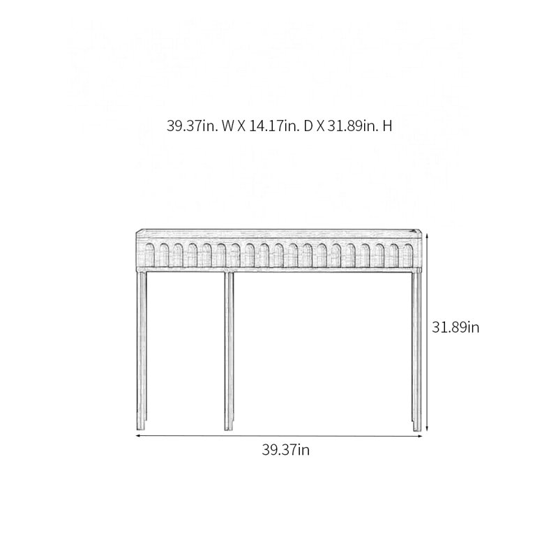 Console rétro avec 2 tiroirs, H 31,89 po x l 39,37 po x P 14,17 po