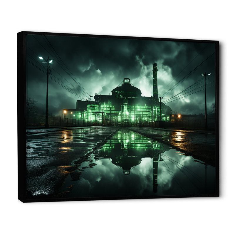 " Emerald Silent Workshop Factory ", Black Floater Framed, 24" H x 32" W x 1" D