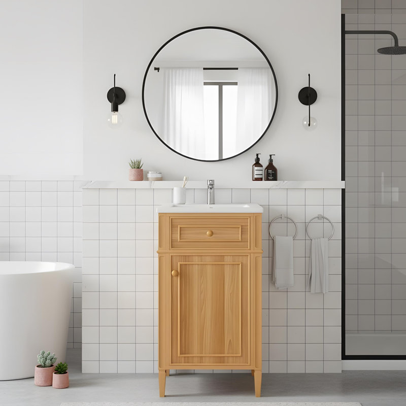 Armoire de salle de bain moderne et robuste avec beaucoup de rangement et lavabo