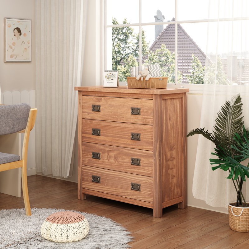 4 Drawer 90Cm Solid Wood Chest