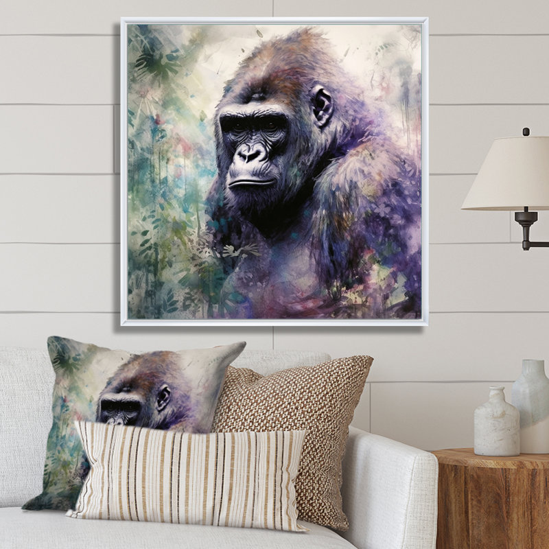 «Powerful Gorilla Primer II» sur toile, H 30 po x l 30 po x P 1 po, Cadre flottant blanc