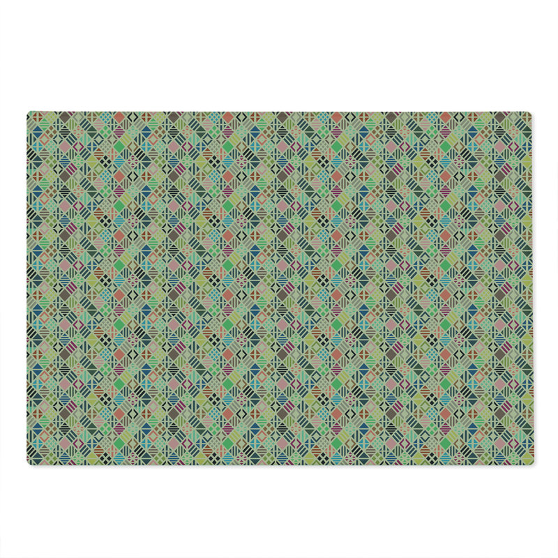Ambesonne Geometric Cutting Board Large Size Patchwork Art Rhombus Multicolor