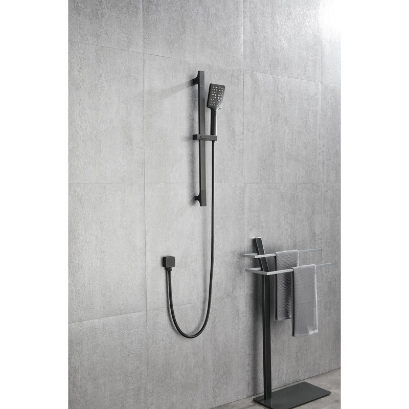 Douche à main avec barre coulissante réglable de 28 pouces, boyau de 59 pouces, acier inoxydable noir mat, modes de jet fonctionnels pour douches personnalisées, douche en acier convenant pour le bain d'animaux de compagnie, réglages multiples