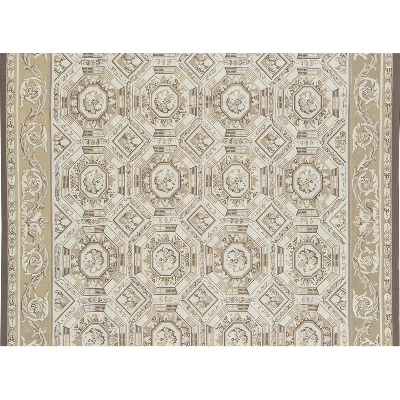Hand-Knotted High-Quality Beige and Gold Area Rug
