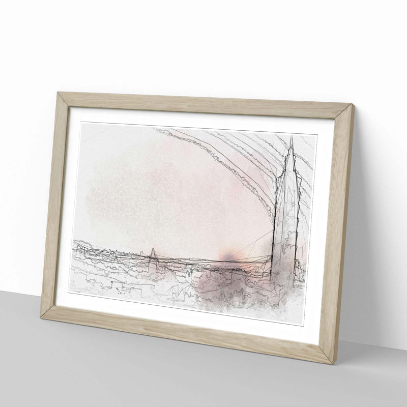 Sunset over Taipei City in Taiwan in Abstract - Picture Frame Graphic Art Print, 27cm H x 36cm W x 2cm D, Oak Framed