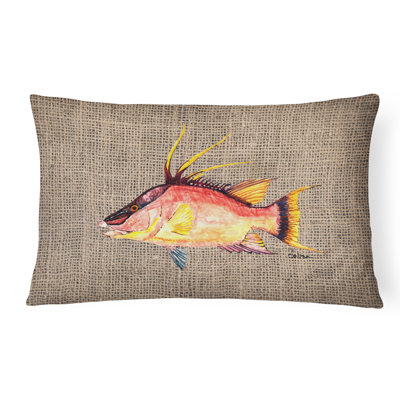  Coussin intérieur / extérieur Hog Snapper on Faux Burlap