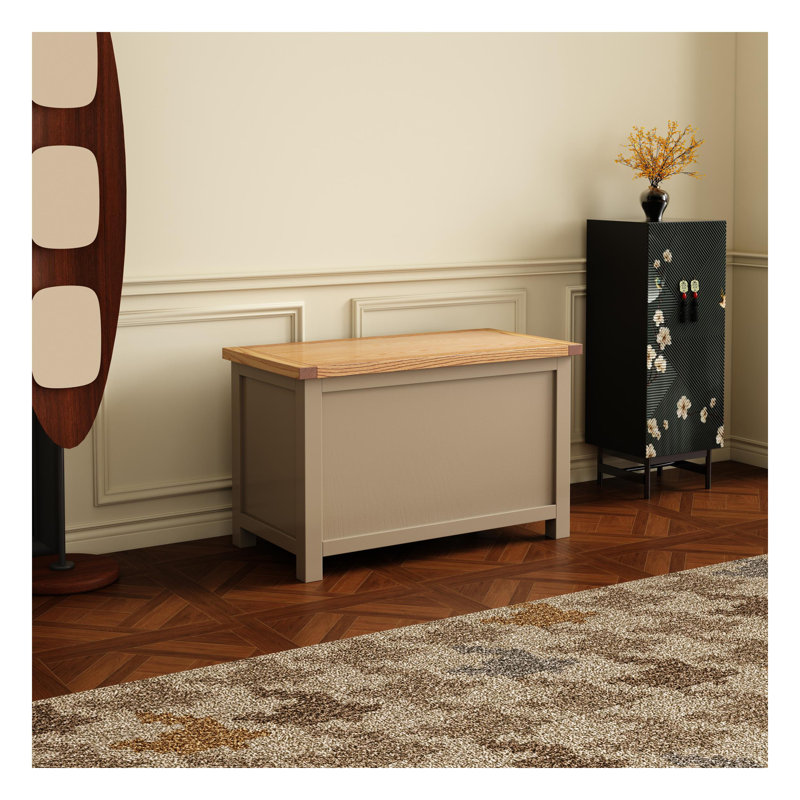 Wood Flip Top Storage Bench, Light Gray