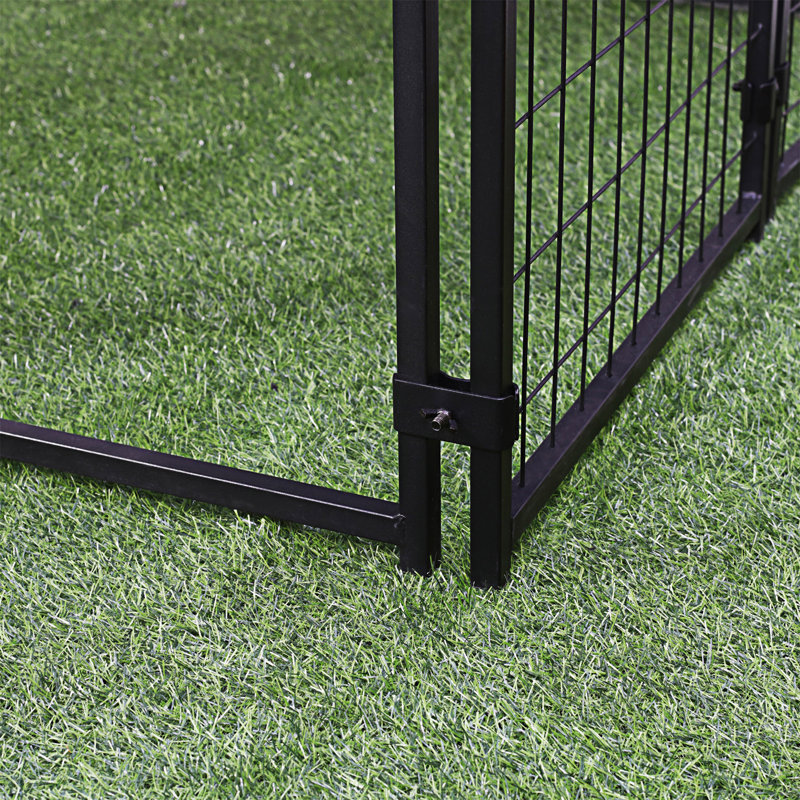 5' x 5' Black Steel Outdoor Dog Kennel with Roof