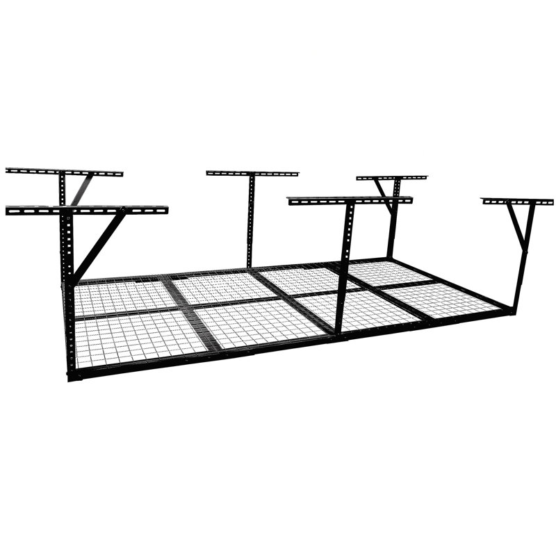 Étagère de rangement pour garage 4 x 8 pi, support de plafond de garage en métal robuste, abattant de plafond réglable de 22 po à 40 po, capacité de charge de 600 lb, couleur noire