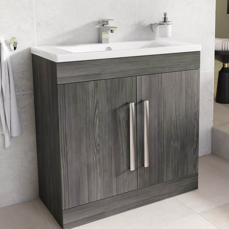 800 mm Freestanding Single Vanity, Dark Elm