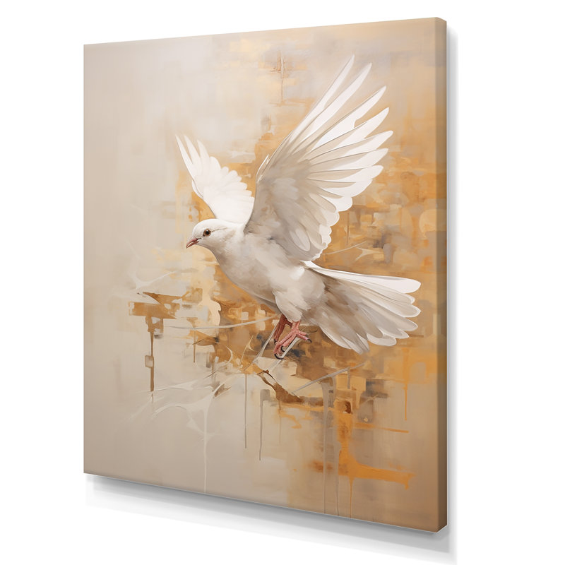 Minimalisme beige et colombe dorée II sur toile, Toile tendue, H 40 po x l 30 po x P 1,5 po