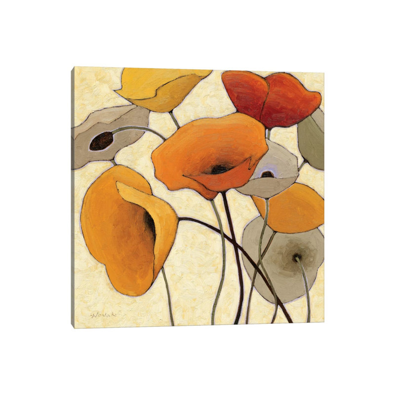 Pumpkin Poppies III by Shirley Novak - Wrapped Canvas Painting, 66.04 cm H x 66.04 cm W x 3.175 cm D