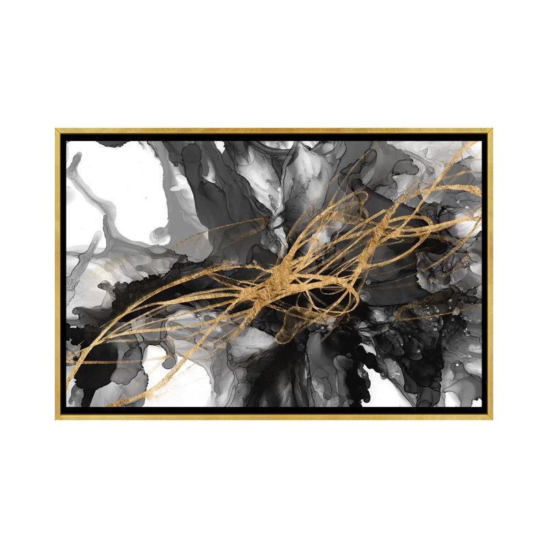 «Golden Vortex I» par Jennifer Goldberger - reproduction, H 40 po x l 60 po x 1,5 po, Toile encadrée d'or