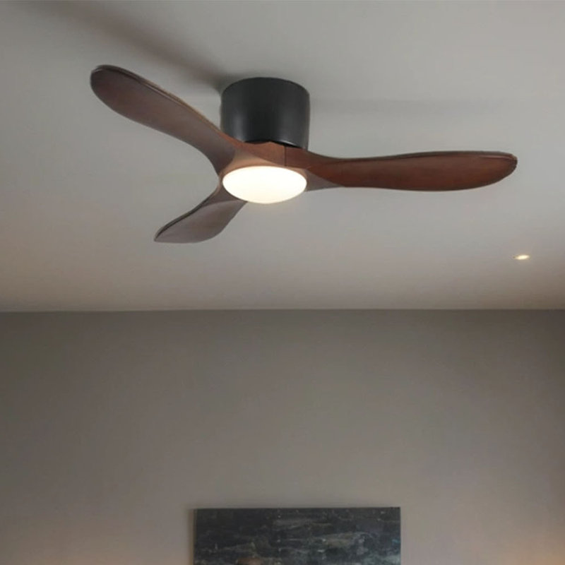 Ventilateur de plafond de 42 pouces avec lumière, 3 pales en bois de noyer foncé, télécommande, moteur à courant continu réversible pour le salon
