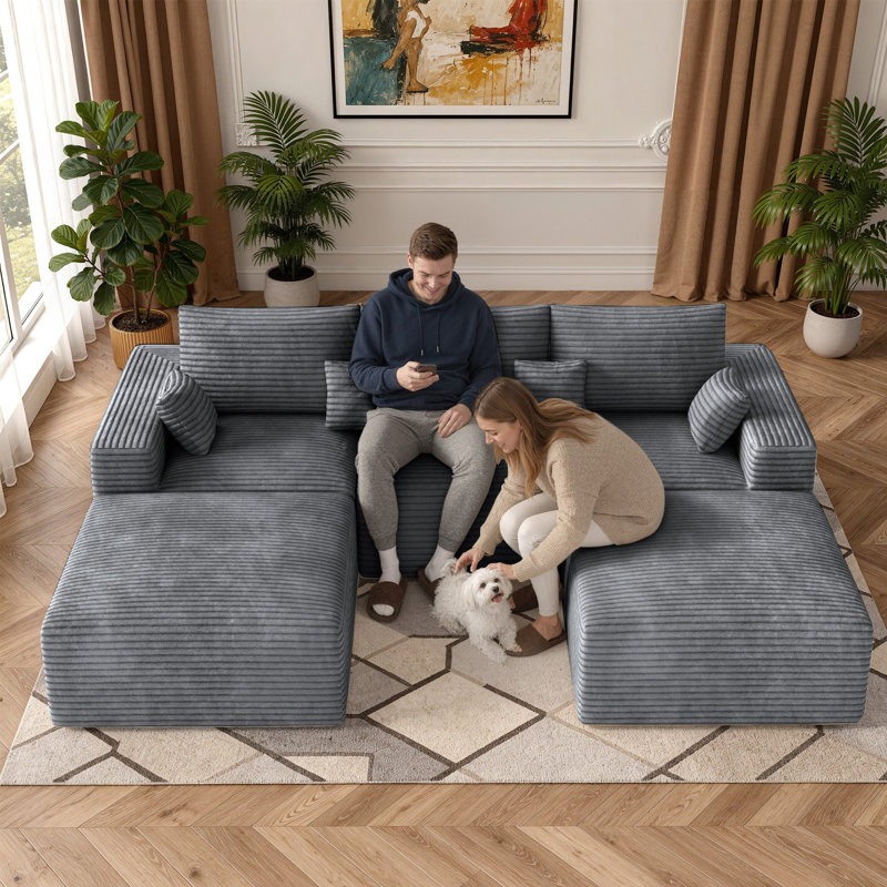 3 Seater Fabric Corner Sofa, Grey