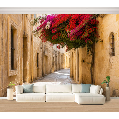 Wall Mural Peel and Stick Wallpaper Ancient Alley Quarter Jerusalem Self-Adhesive Removable Contact Paper Wall Decor for Living Room Bedroom 100"H x 144"W