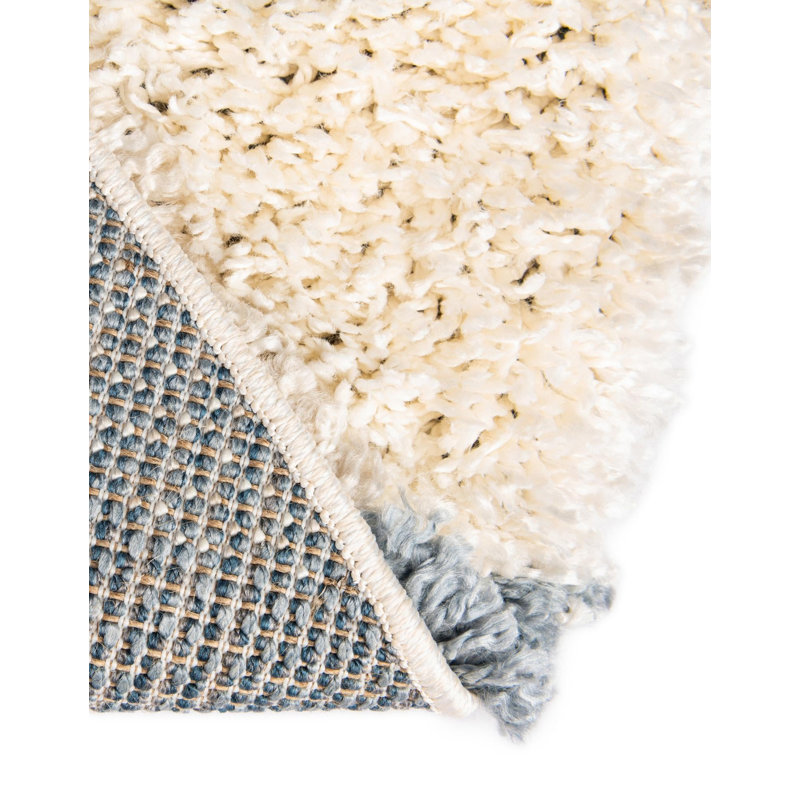 Mitzy Geometric Blue Area Rug, Round 7'1"