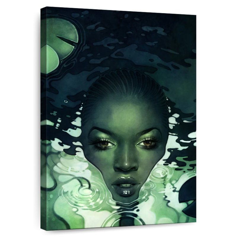 Leisha, femme verte dans une eau sombre, H 12 po x l 8 po