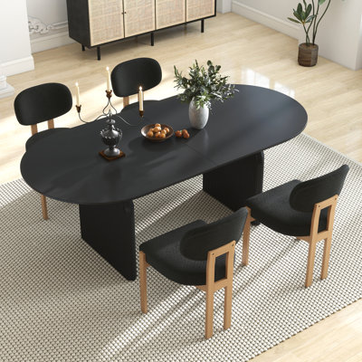 Ensembles de tables de salle à manger ovales en bois sur pied central, style milieu du siècle