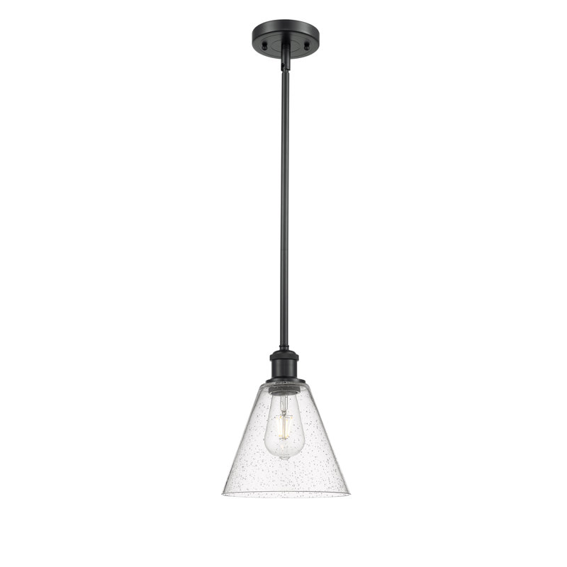 Luminaire suspendu en forme de globe à 1 lumière Anairis, Ampoule non incluse, H 42,75 po x l 8 po x P 8 po, Noir mat