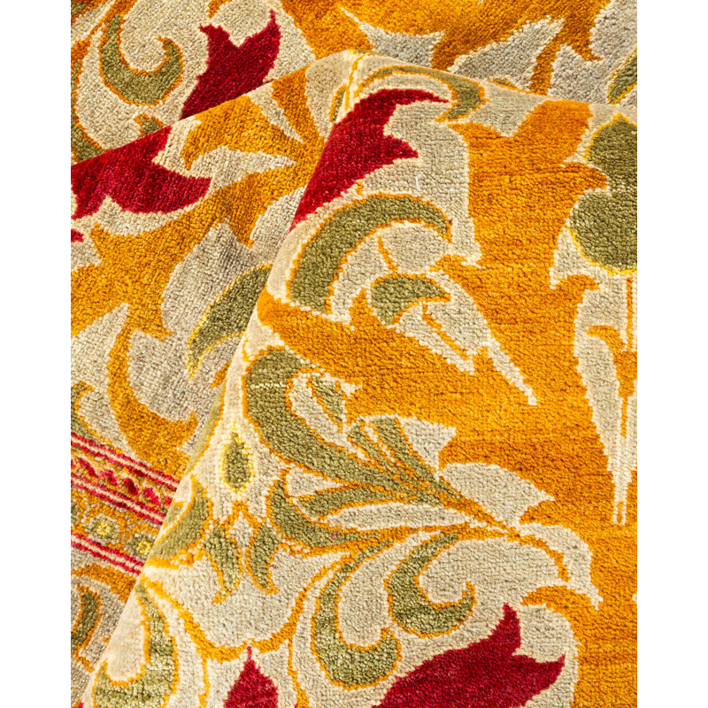 Tapis unique ivoire noué à la main Venla Arts & Crafts, 6 pi 4 po x 9 pi 2 po