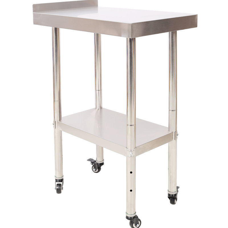 24 x 15 35-1 / 2 pouces, table de préparation en acier inoxydable, charge de 440 lb, 4, tablette inférieure réglable, dosseret, préparation de la cuisine, table de travail robuste en pouces avec capacité, dosseret et tablette inférieure pour la salle de lavage