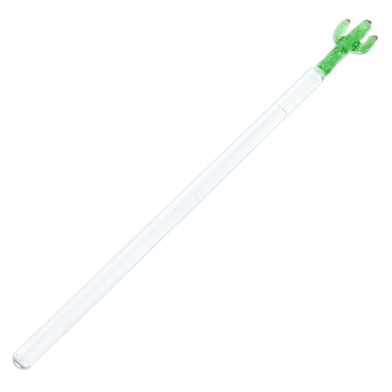 Latitude Run® Handmade Celebration Cactus Recycled Glass Cocktail Stirrer