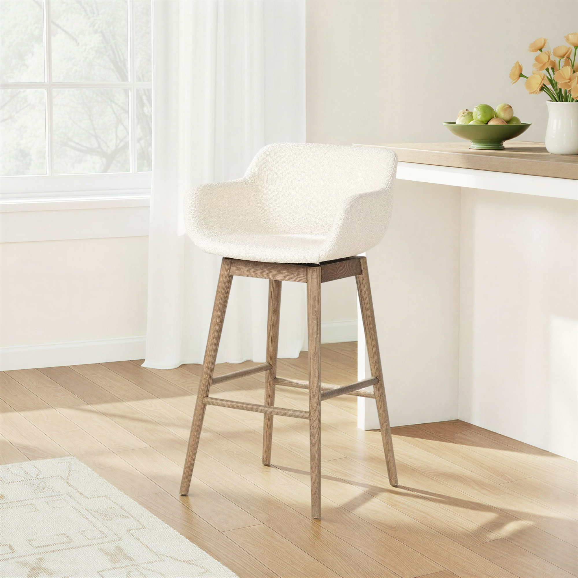 Bahari Swivel Stool-Kerbey Ivory-Counter, Bar Stool (30" Seat Height)