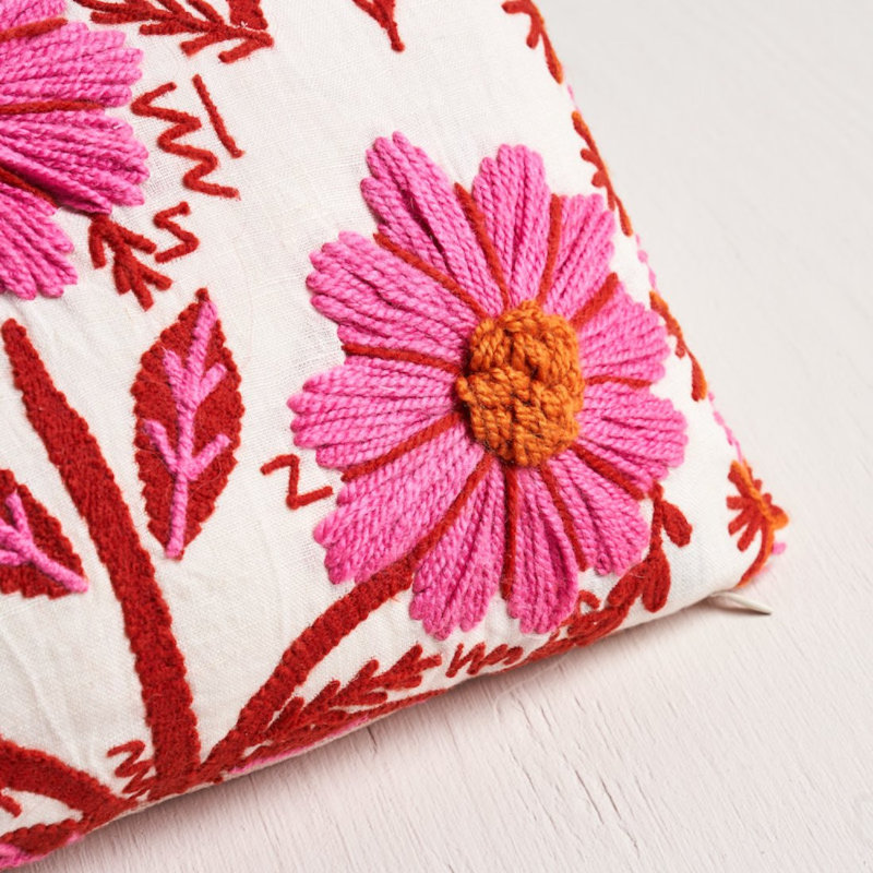 Marguerite Embroidery Pillow, Blossom