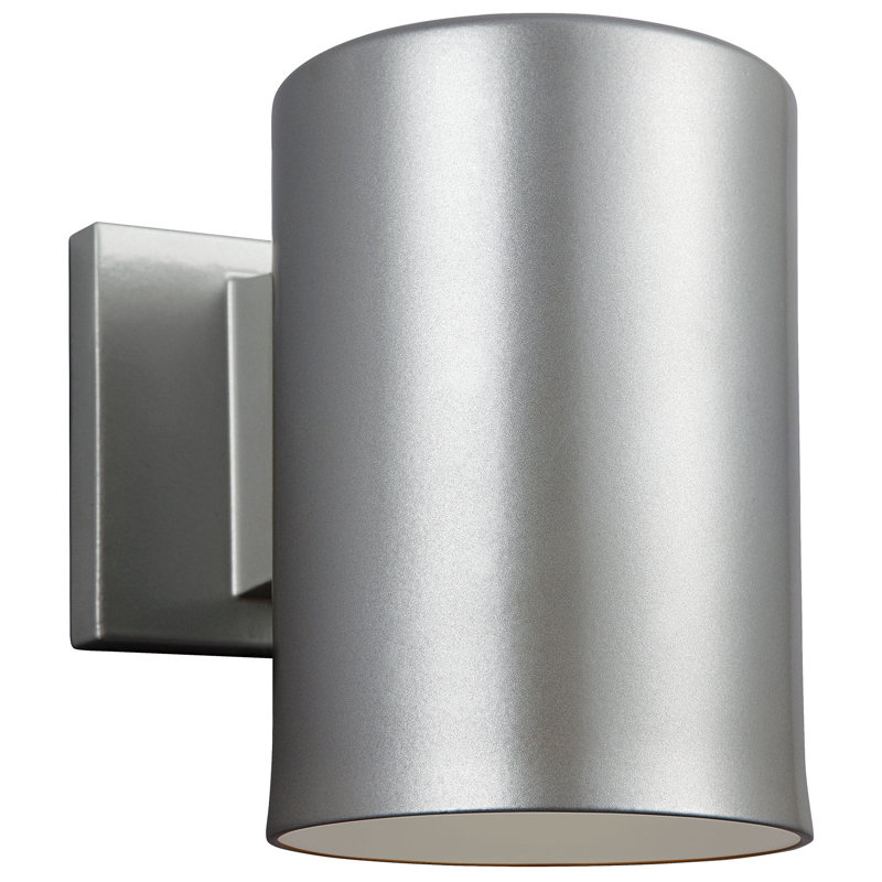 Outdoor Bullets 1 - Light LED Outdoor Armed Sconce, Painted Brushed Nickel, 7.25" H x 5.13" W x 5.13" D