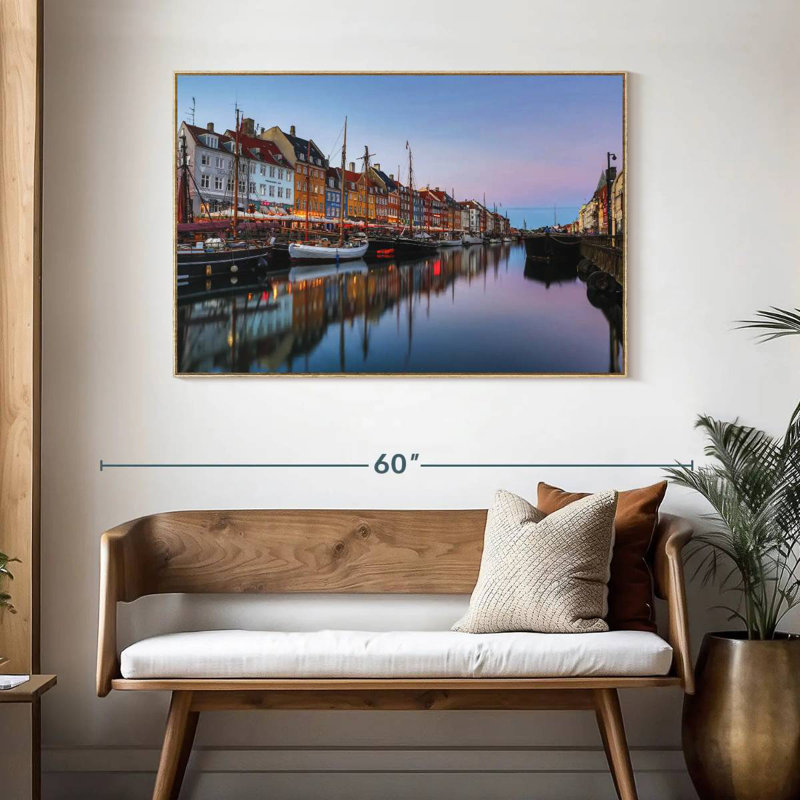 Nyhavn New Harbor, Cadre flottant en bois naturel, 46 po x 31 po