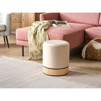 Amanat 35cm Wide Velvet Round Pouf Ottoman