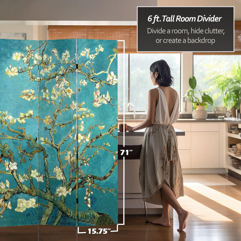 Cloison pliante en toile Carterville Van Gogh, 71" H x 63" W x 1" D