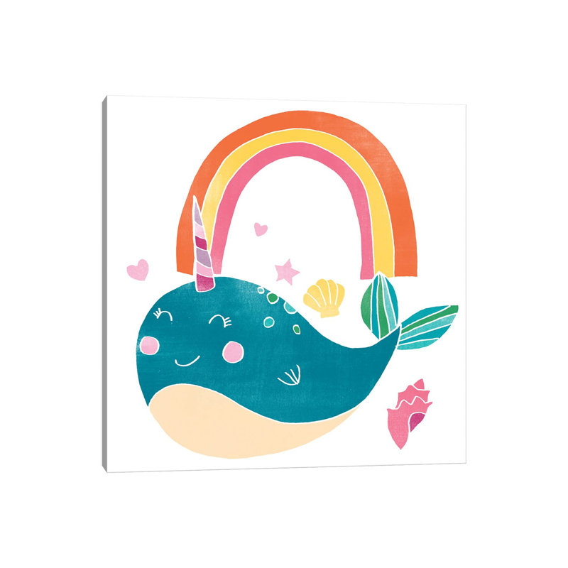 Happy Narwhals I by June Erica Vess - Wrapped Canvas Painting, 66.04 cm H x 66.04 cm W