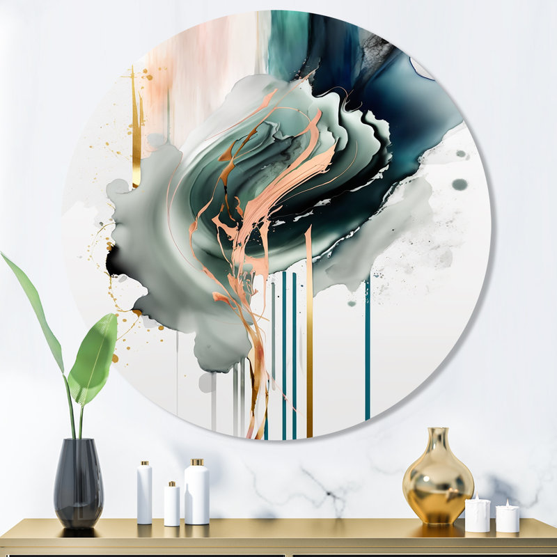 Décoration murale en métal «Green Elegant Roses I» - Roses florales, H 36 po x l 36 po x P 1 po