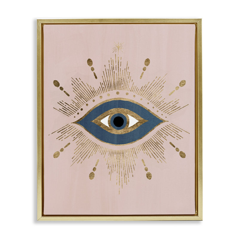Motif bohème «Evil Eye Glam», H 21 po x l 17 po, Cadre flottant métallique doré