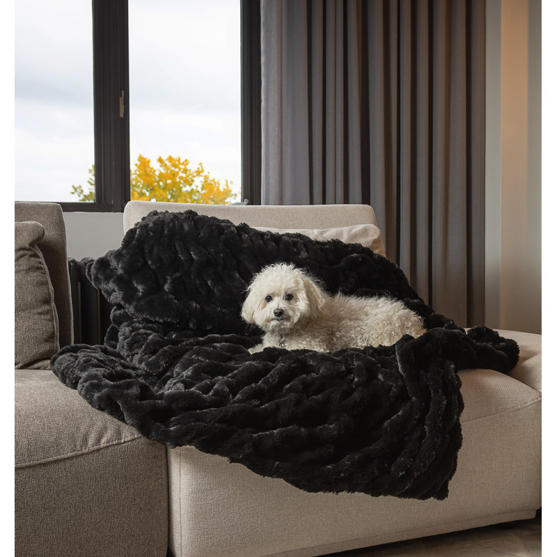 Jeté en fausse fourrure Premier Luxury, Gris anthracite