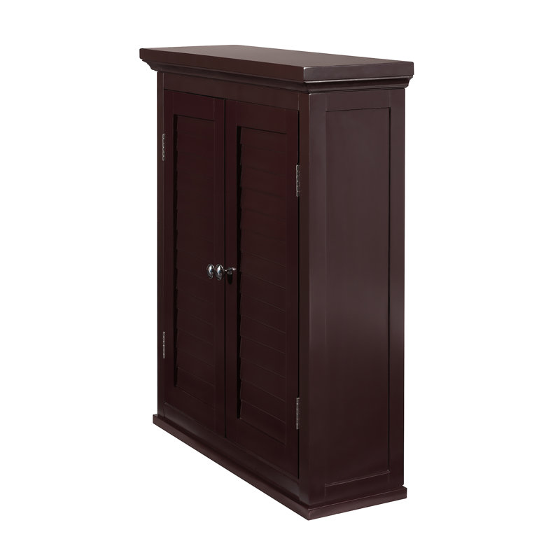 Glancy Two Shutter Doors Removable Wooden Corner Wall Cabinet, Dark Brown