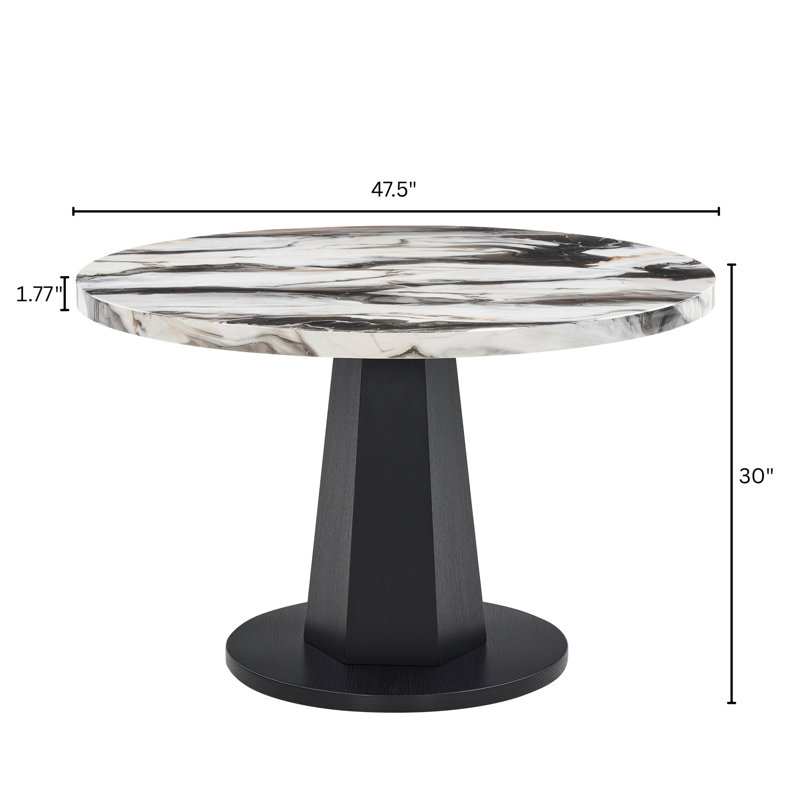Table de salle à manger Cavira, Blanc cassé / noir