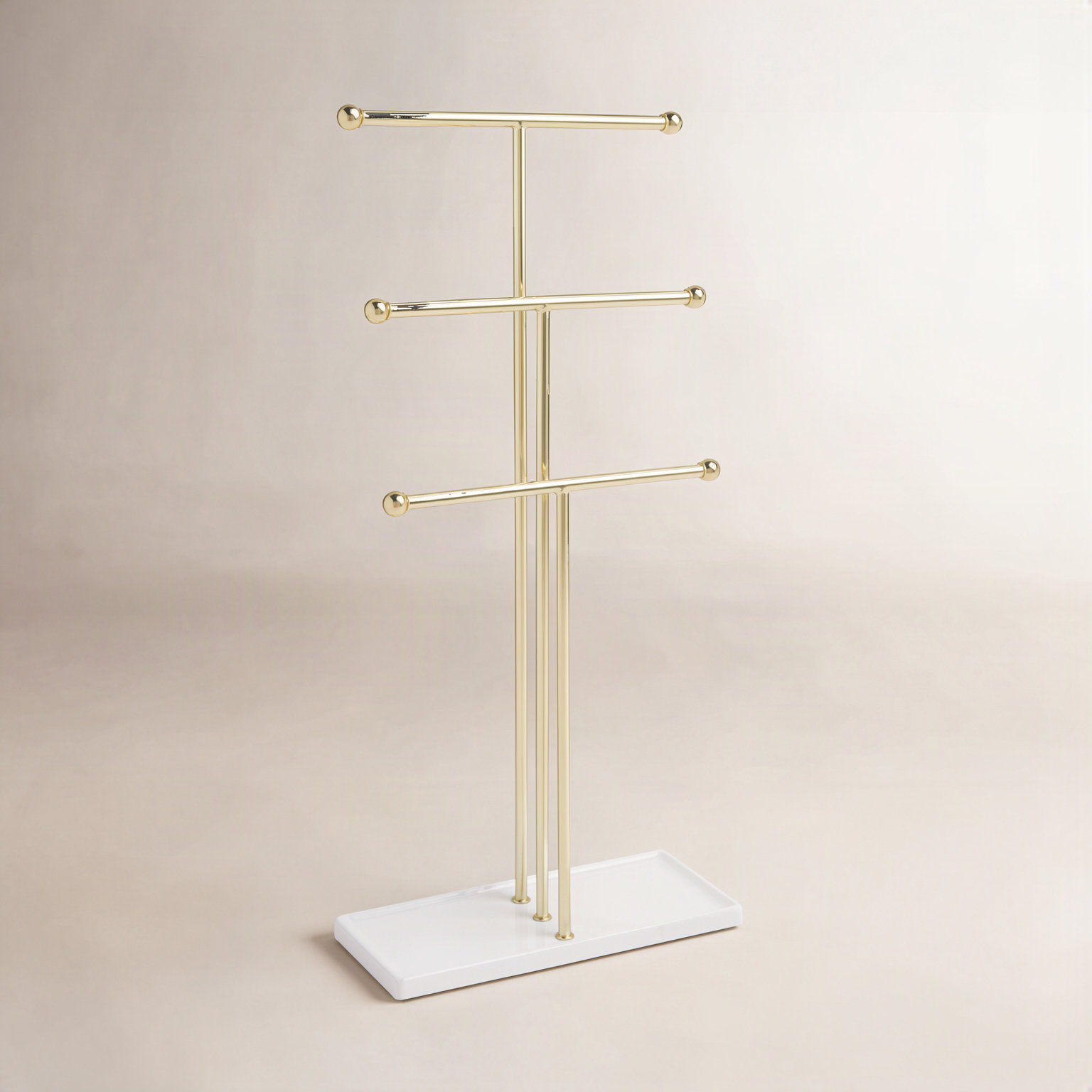 Jewelry Stand, White/Brass