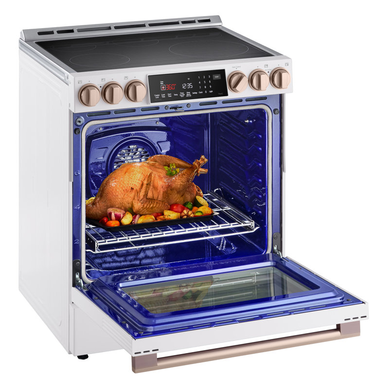 Lg Studio 6.3 Cu. Ft. Instaview Induction Slide-in Range With Air Fry And Air Sous Vide, Essence White