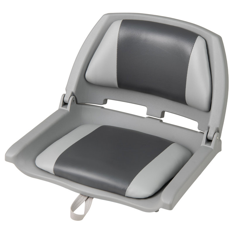 Folding Fishing Boat Seat w/High-density Sponge Cushion PVC Surface & PP Frame White