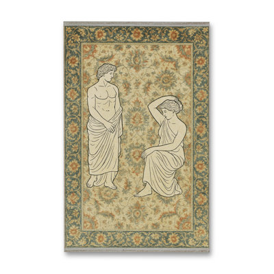 MOSSO Cream Vintage Washable Woven Backing Area Rug